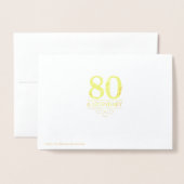 Elegant Navy & Gold 80th & Legendary Birthday 箔カード (裏面封筒付き)
