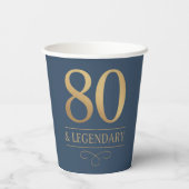 Elegant Navy & Gold 80th & Legendary Birthday 紙コップ (裏面)