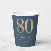 Elegant Navy & Gold 80th & Legendary Birthday 紙コップ (正面)