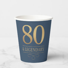 Elegant Navy & Gold 80th & Legendary Birthday 紙コップ