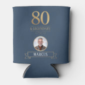 Elegant Navy & Gold 80th & Legendary Birthday 缶クーラー (正面)