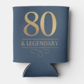 Elegant Navy & Gold 80th & Legendary Birthday 缶クーラー (正面)