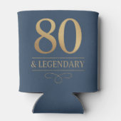 Elegant Navy & Gold 80th & Legendary Birthday 缶クーラー (裏面)