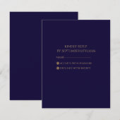 Elegant Navy& Gold Art Deco Personalized 出欠カード (正面/裏面)