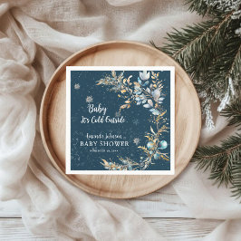 Elegant Navy Gold Baby Its Cold Outside Shower スタンダードカクテルナプキン