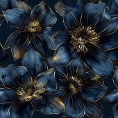 Elegant Navy Gold Blanket Custom Name Floral Art フリースブランケット