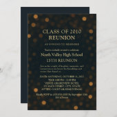 Elegant Navy Gold Bokeh 15th Reunion Invite 招待状 (正面/裏面)