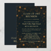 Elegant Navy Gold Bokeh 40th Reunion Invitation 招待状 (正面/裏面)
