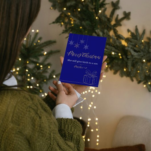 Elegant Navy & Gold Christian Christmas Card  シーズンカード