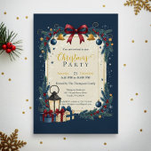 Elegant Navy Gold Christmas Party 招待状