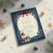 Elegant Navy Gold Christmas Party 招待状