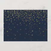 Elegant Navy & Gold Falling Stars Wedding Detail エンクロージャーカード (裏面)