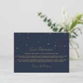 Elegant Navy & Gold Falling Stars Wedding Detail エンクロージャーカード (スタンド正面)
