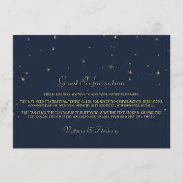 Elegant Navy & Gold Falling Stars Wedding Detail エンクロージャーカード