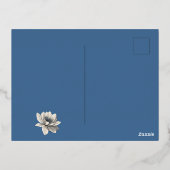 Elegant Navy Gold Foil Wedding Postcard 箔招待状ポストカード (裏面)