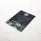 Elegant Navy Gold Foil Wedding Postcard 箔招待状ポストカード (回転した状態)