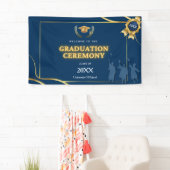 Elegant Navy & Gold Graduation Ceremony Banner 横断幕 (インサイチュ)