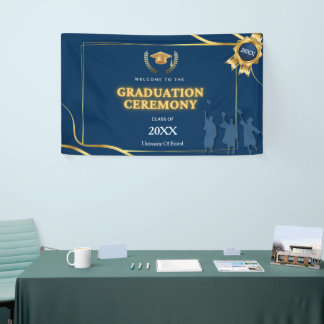 Elegant Navy & Gold Graduation Ceremony Banner 横断幕