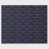 Elegant Navy Gold Happy Birthday Personalized Gift ラッピングペーパー (フラット)