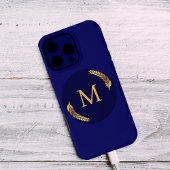 Elegant Navy + Gold Monogram Personalised  iPhoneケース
