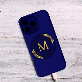 Elegant Navy + Gold Monogram Personalised  iPhone 16 Pro Maxケース