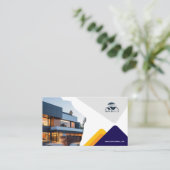 Elegant Navy & Gold Real Estate Business Card  名刺 (スタンド正面)