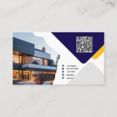 Elegant Navy & Gold Real Estate Business Card  名刺 (裏面)