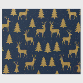 Elegant Navy & Gold Reindeer Christmas Wrapping Pa ラッピングペーパー