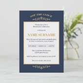 Elegant Navy Gold Retirement Invitation 招待状 (スタンド正面)