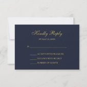 Elegant Navy & Gold Script RSVP Cards (正面)
