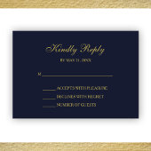 Elegant Navy & Gold Script RSVP Cards