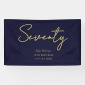 Elegant Navy & Gold Seventy Birthday Party Banner 横断幕 (横)