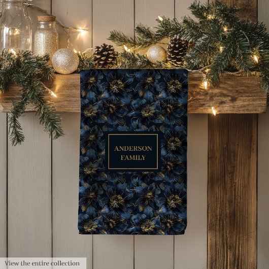 Elegant Navy Gold Towel Custom Name Kitchen Art キッチンタオル