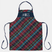 Elegant Navy Green Red Tartan Plaid Personalized  エプロン (正面)