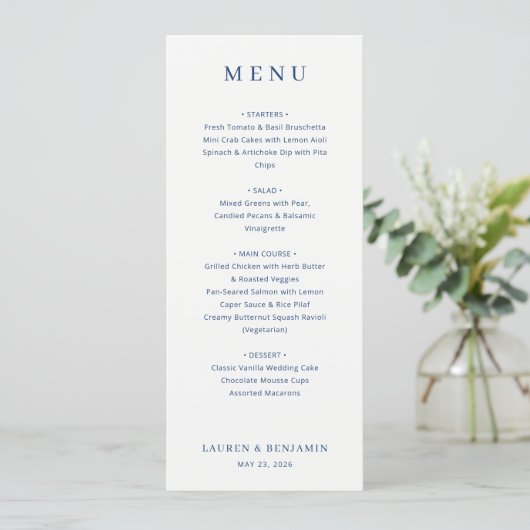 Elegant Navy Menu Template メニュー (スタンド正面)