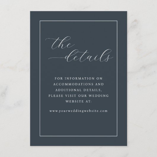 Elegant Navy Minimalist Calligraphy エンクロージャーカード (正面)