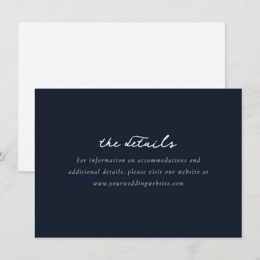 Elegant Navy Minimalist Calligraphy エンクロージャーカード (正面/裏面)