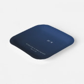 Elegant Navy Minimalist Initials ペーパープレート (傾斜あり)