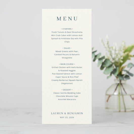 Elegant Navy Minimalist Menu メニュー (スタンド正面)