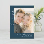 Elegant Navy Minimalist Photo セーブザデート (スタンド正面)