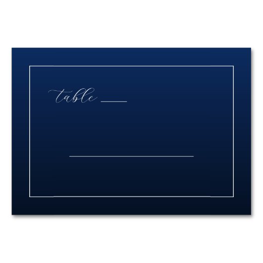 Elegant Navy Minimalist Table Card テーブルナンバー (正面)