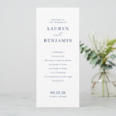 Elegant Navy Minimalist Wedding Ceremony プログラム (スタンド正面)
