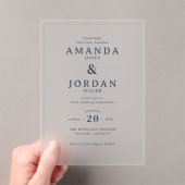 Elegant Navy Minimalist Wedding Invitation アクリル招待状 (インサイチュ (ポータブル))