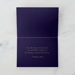 Elegant Navy Personalized Folded Thank You Card サンキューカード