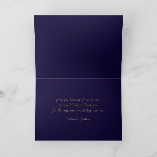 Elegant Navy Personalized Folded Thank You Card サンキューカード (内部)
