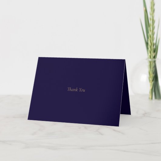 Elegant Navy Personalized Folded Thank You Card サンキューカード (正面)