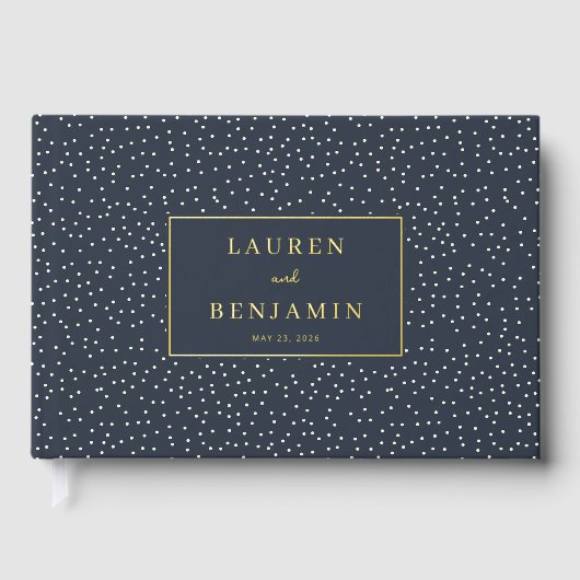 Elegant Navy Polka Dots ゲストブック (正面)