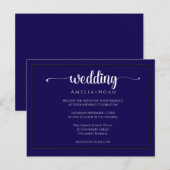  elegant navy purple wedding invitation ポストカード (正面/裏面)