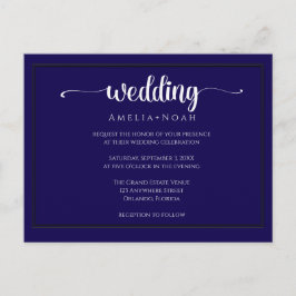 elegant navy purple wedding invitation ポストカード