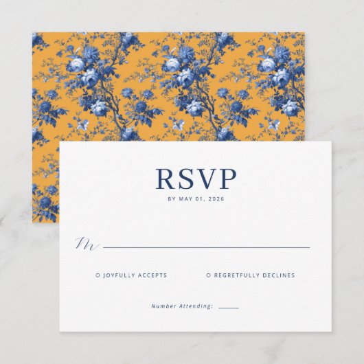 Elegant Navy RSVP Card (正面/裏面)